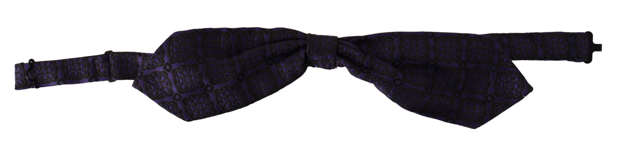 Dolce & Gabbana Blue Geometric Silk Adjustable Neck Papillon Tie - Maison Luxe