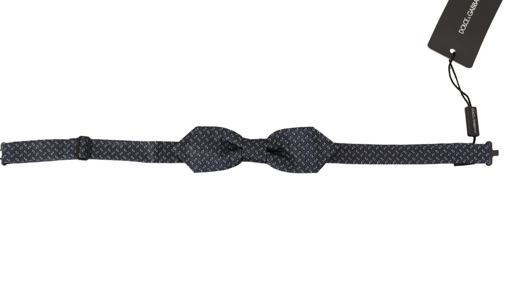 Dolce & Gabbana Blue Gray Polka Dot 100% Silk Neck Papillon Tie - Maison Luxe