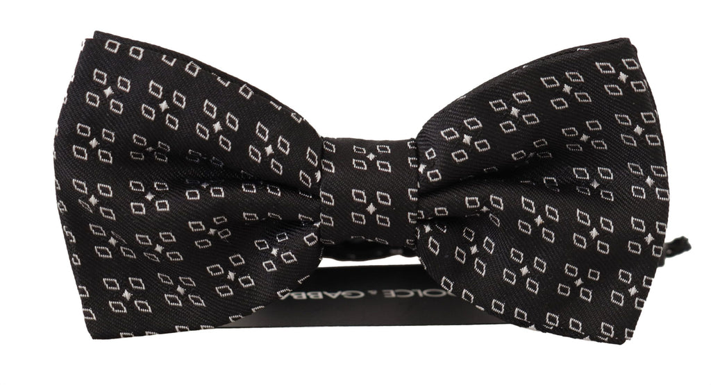 Dolce & Gabbana Black White Polka Dot 100% Silk Neck Papillon Tie - Maison Luxe