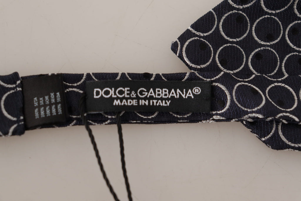 Dolce & Gabbana Black White Round 100% Silk Neck Papillon  Tie - Maison Luxe