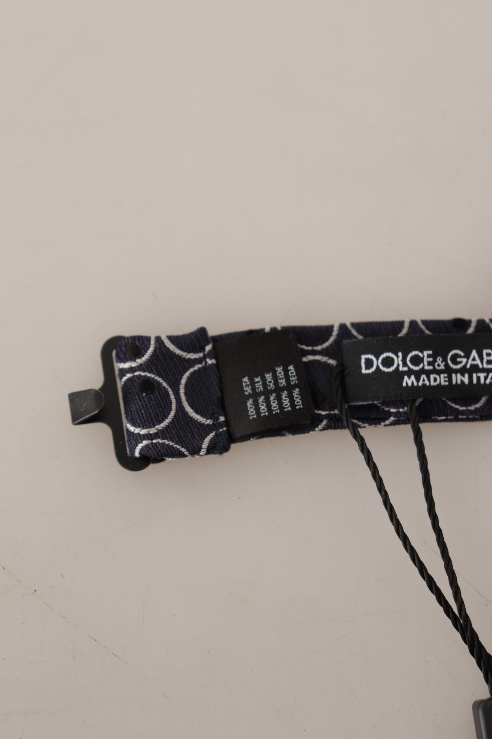 Dolce & Gabbana Black White Round 100% Silk Neck Papillon  Tie - Maison Luxe