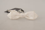 Dolce & Gabbana White 100% Silk Slim Adjustable Neck Papillon Tie - Maison Luxe