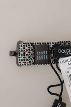 Dolce & Gabbana Black White Flower Pattern Silk Neck Papillon Tie - Maison Luxe