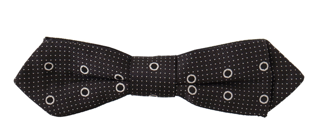Dolce & Gabbana Black White Polka Dot 100% Silk Neck Papillon Tie - Maison Luxe