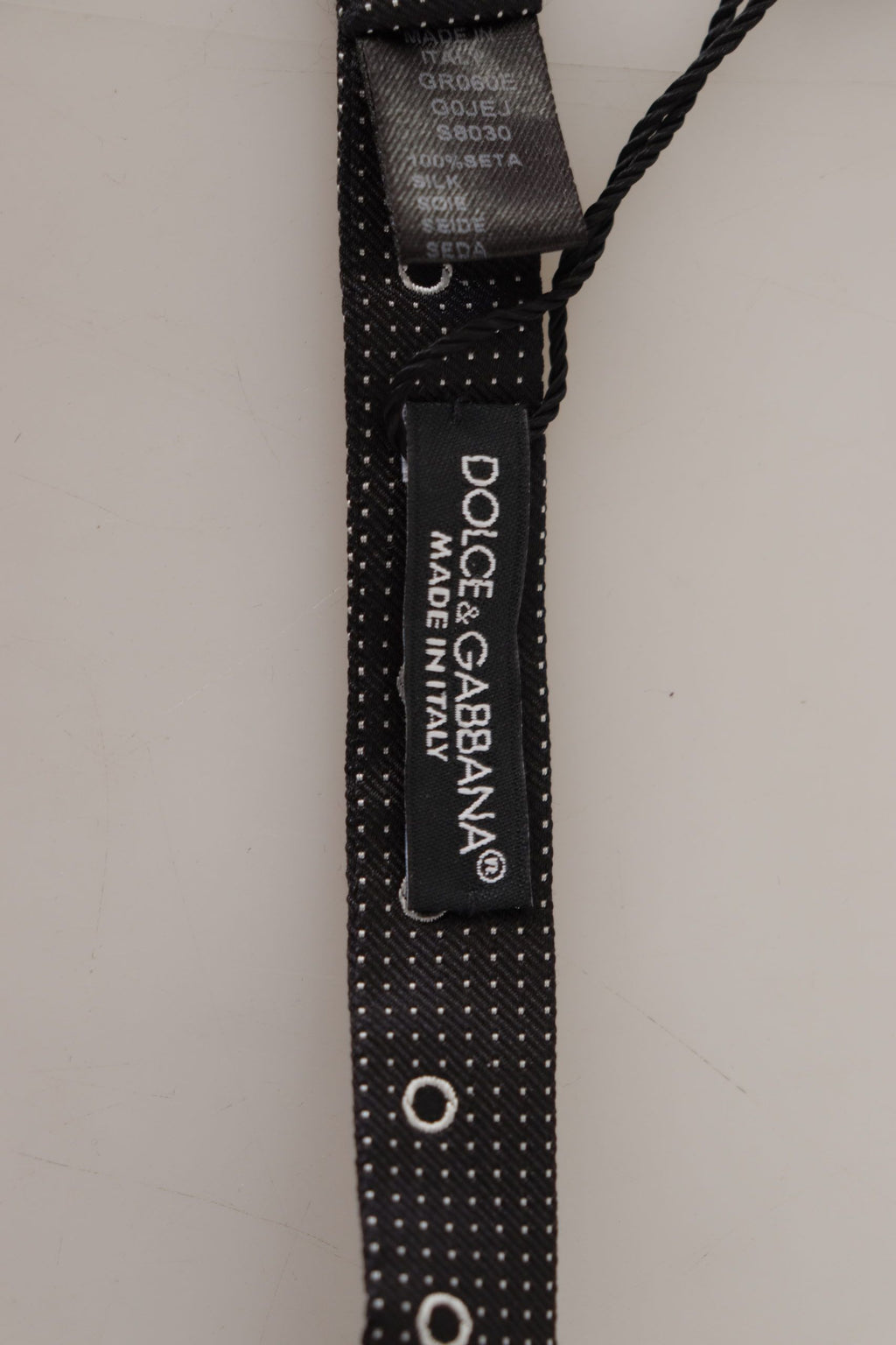 Dolce & Gabbana Black White Polka Dot 100% Silk Neck Papillon Tie - Maison Luxe