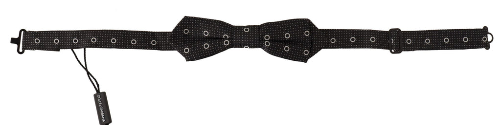 Dolce & Gabbana Black White Polka Dot 100% Silk Neck Papillon Tie - Maison Luxe