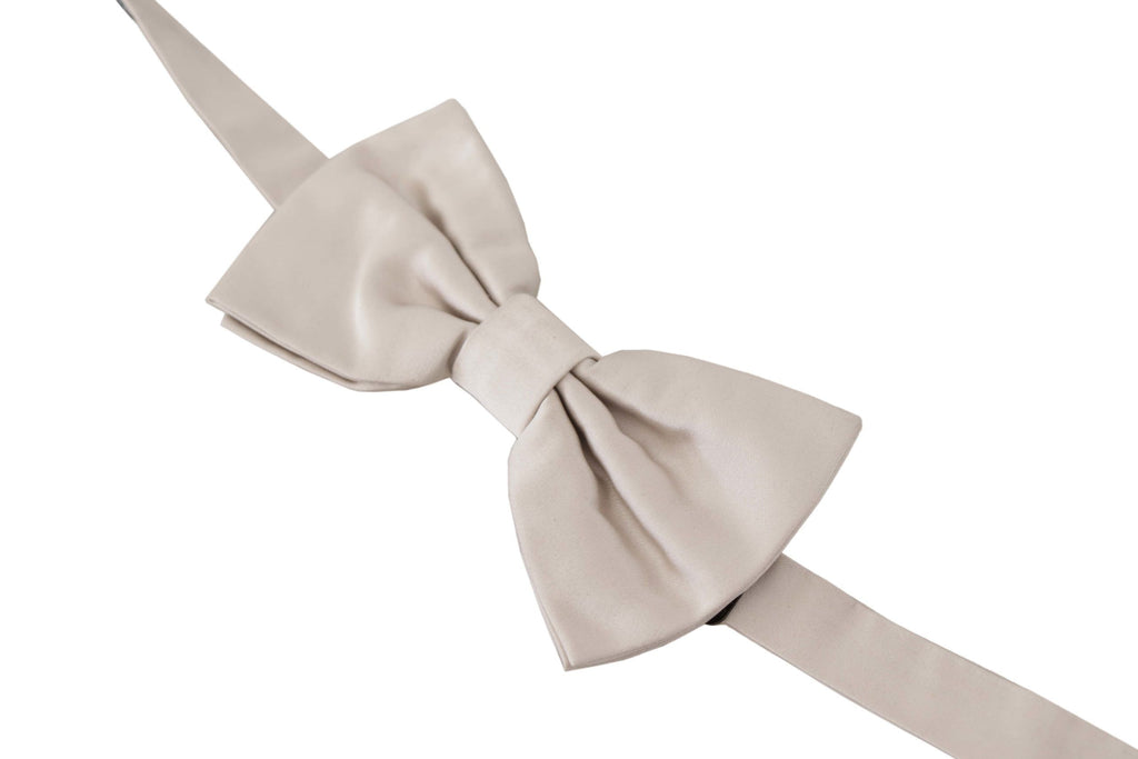 Dolce & Gabbana Gray 100% Silk Adjustable Neck Papillon Tie - Maison Luxe