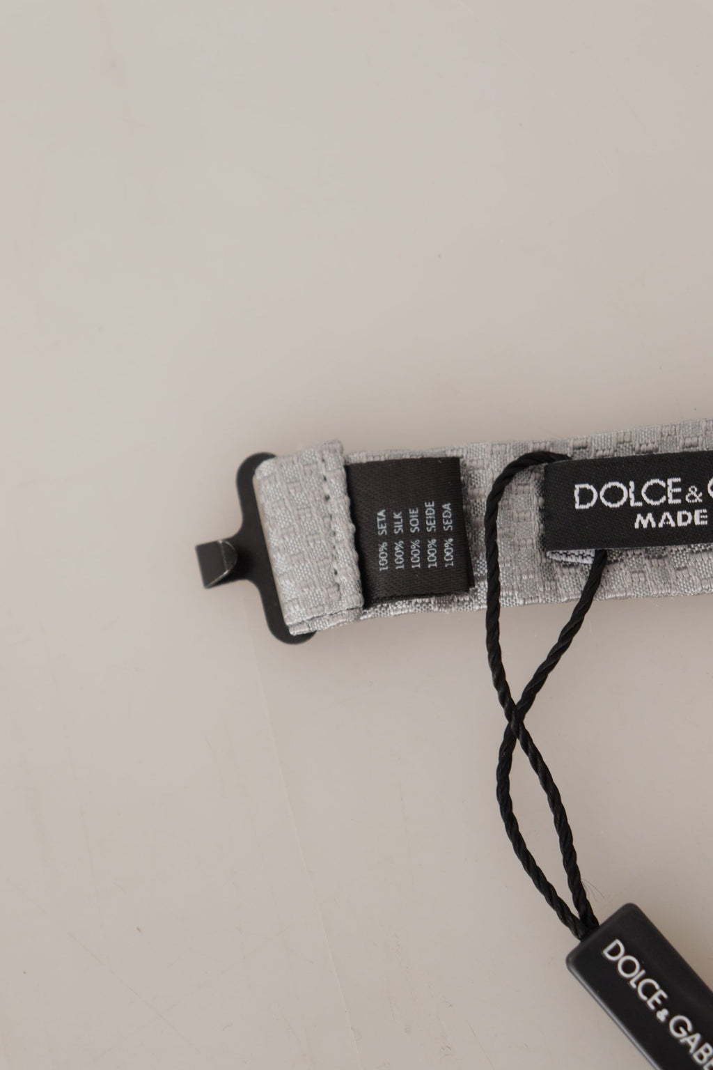 Dolce & Gabbana Gray 100% Silk Adjustable Neck Papillon Tie - Maison Luxe