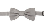Dolce & Gabbana Gray 100% Silk Adjustable Neck Papillon Tie - Maison Luxe
