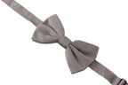 Dolce & Gabbana Gray 100% Silk Adjustable Neck Papillon Tie - Maison Luxe