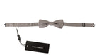 Dolce & Gabbana Silver 100% Silk Slim Adjustable Neck Papillon Tie - Maison Luxe