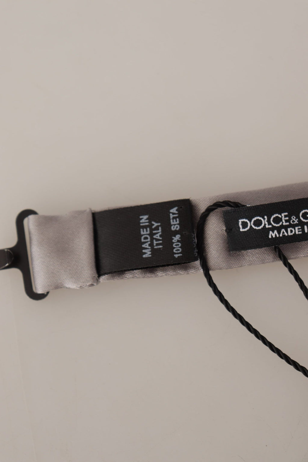 Dolce & Gabbana Silver 100% Silk Slim Adjustable Neck Papillon Tie - Maison Luxe