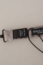 Dolce & Gabbana Silver 100% Silk Slim Adjustable Neck Papillon Tie - Maison Luxe