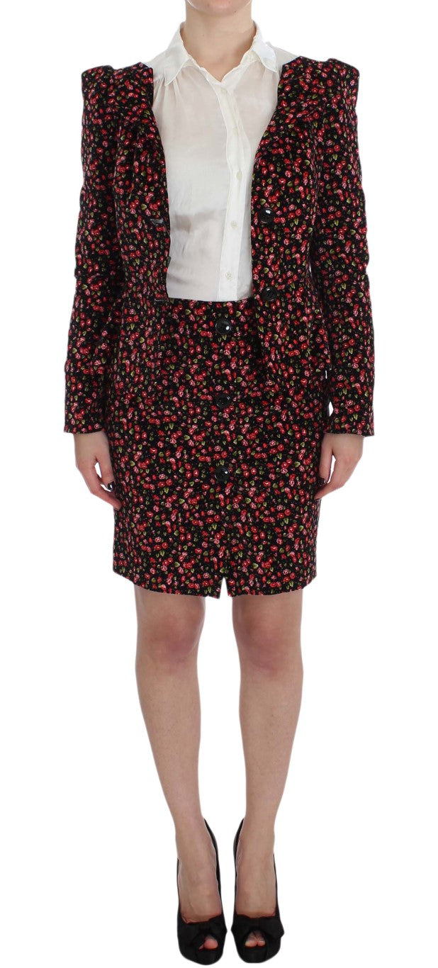 BENCIVENGA Black Multicolor Floral Suit