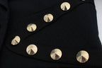 Exte Black Cotton Stretch Gold Studded Blazer Jacket