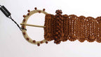 Dolce & Gabbana Brown Raffia Wood Beaded Wide Waist Belt