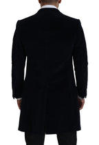 Dolce & Gabbana Black Cotton Cardigan Long Coat Men Jacket