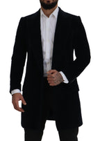 Dolce & Gabbana Black Cotton Cardigan Long Coat Men Jacket