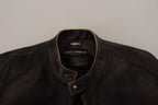 Dolce & Gabbana Black Leather Zipper Biker Coat Jacket