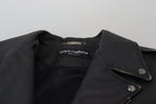 Dolce & Gabbana Black Leather Biker Coat Zipper Jacket