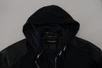 Dolce & Gabbana Black Polyester Hooded Blouson Coat Jacket