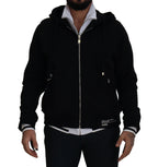 Dolce & Gabbana Black Polyester Hooded Full Zip Jacket