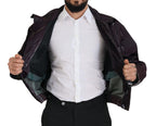 Dolce & Gabbana Purple Nylon Collared Biker Coat Jacket