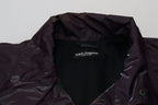 Dolce & Gabbana Purple Nylon Collared Biker Coat Jacket