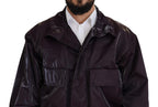 Dolce & Gabbana Purple Nylon Collared Biker Coat Jacket