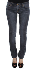 Cavalli Blue Wash Cotton Blend Slim Fit Jeans