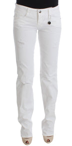 Costume National White Cotton Slim Fit Denim Bootcut Jeans
