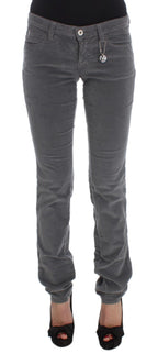 Costume National Gray Cotton Super Slim Corduroys Jeans