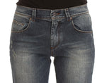 Ermanno Scervino Blue Wash Cotton Blend Slim Fit Jeans