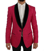 Dolce & Gabbana Pink Floral Brocade Slim Blazer Jacket