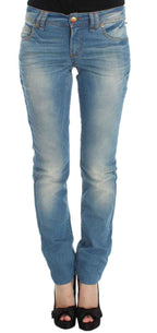John Galliano Blue Wash Cotton Blend Slim Fit Jeans