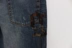 John Galliano Blue Wash Cotton Blend Slim Fit Jeans