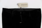 Ermanno Scervino Black Viscose Blend Velvet Slim Fit Pants