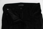 Ermanno Scervino Black Velvet Cotton Capri Bootcut Pants