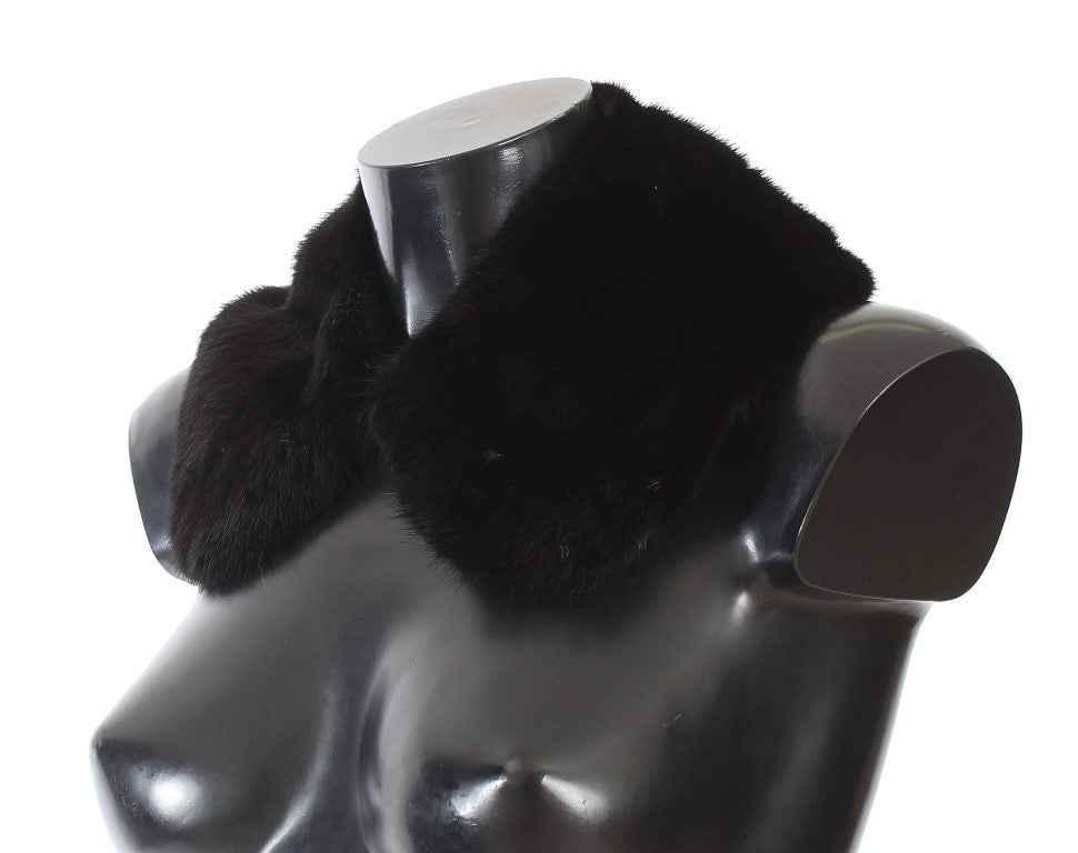 Dolce & Gabbana Black Mink Fur Shoulder Collar Scarf