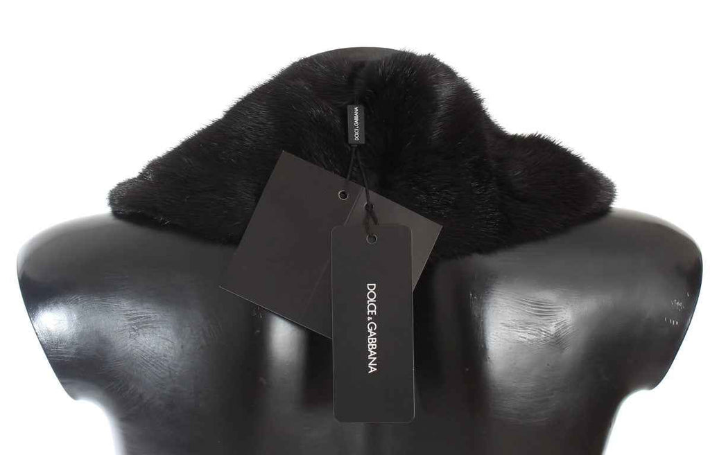 Dolce & Gabbana Black Mink Fur Shoulder Collar Scarf