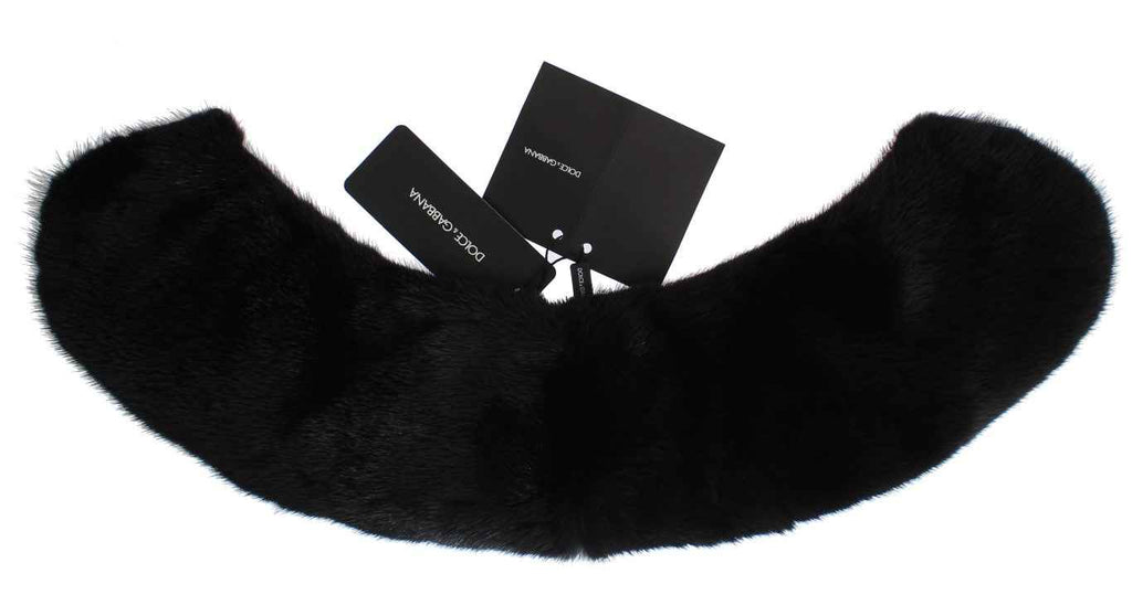 Dolce & Gabbana Black Mink Fur Shoulder Collar Scarf