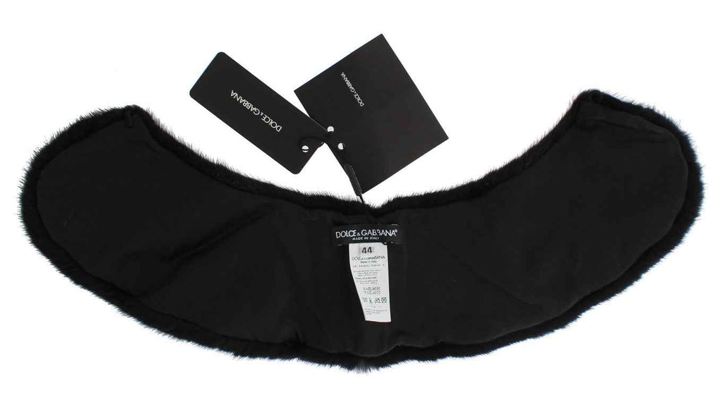 Dolce & Gabbana Black Mink Fur Shoulder Collar Scarf