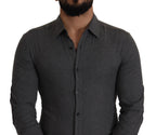 Costume National Dark Gray Cotton Casual Mens Shirt