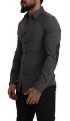 Costume National Dark Gray Cotton Casual Mens Shirt