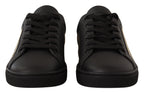 Dolce & Gabbana Black Gold Leather Low Top Sneakers Womens Shoes
