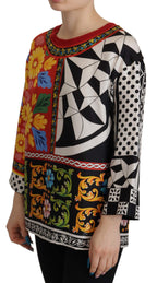 Dolce & Gabbana Multicolor Printed Baroque Loose Long Sleeve