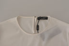 Dolce & Gabbana White Silk DG Logo Embroidered Long Sleeves Blouse