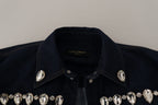 Dolce & Gabbana Blue Denim Crystal Embellish Cotton Jacket