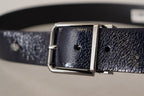 Dolce & Gabbana Blue Patent Leather Vernice Silver Logo Buckle Belt - Maison Luxe