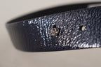 Dolce & Gabbana Blue Patent Leather Vernice Silver Logo Buckle Belt - Maison Luxe